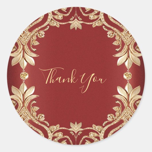 Modern Gold Red Floral Sticker (Voorkant)