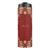 Modern Gold Red Floral Thermal Tumbler Thermosbeker (Voorkant)
