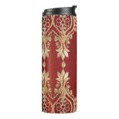 Modern Gold Red Floral Thermal Tumbler Thermosbeker (Gedraaid links)