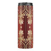 Modern Gold Red Floral Thermal Tumbler Thermosbeker (Achterkant)