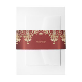 Modern Gold Red Floral Uitnodigingen Wikkel