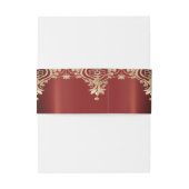 Modern Gold Red Floral Uitnodigingen Wikkel (Achterkant Voorbeeld)