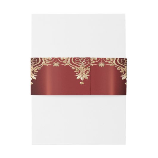 Modern Gold Red Floral Uitnodigingen Wikkel (Achterkant Voorbeeld)