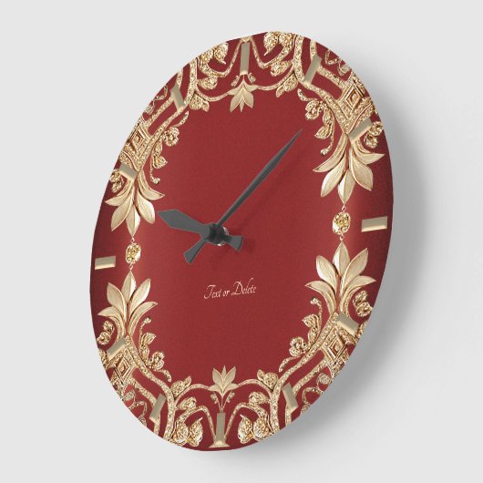 Modern Gold Red Floral Wall Clock Grote Klok (Hoek)