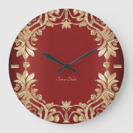 Modern Gold Red Floral Wall Clock Grote Klok