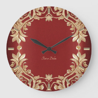 Modern Gold Red Floral Wall Clock Grote Klok