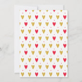 Modern Gold Red Hearts Bridal Shower Kaart (Achterkant)