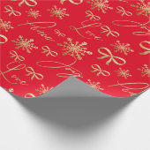 Modern Gold Red Joy Peace Love Snowflake Patroon Cadeaupapier (Hoek)