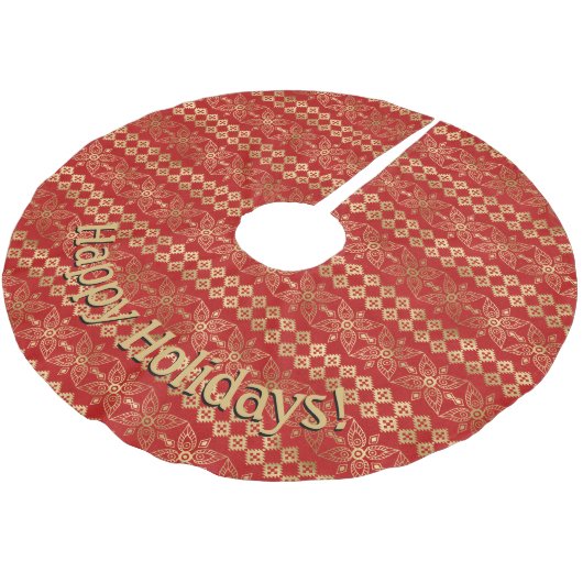 Modern Gold & Red Pattern bericht Kerstboom Rok (Gekanteld)