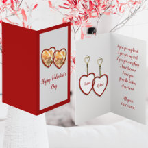Modern Gold Red & White Heart Love Valentijnsdag