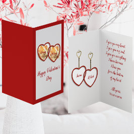 Modern Gold Red & White Heart Love Valentijnsdag Kaart