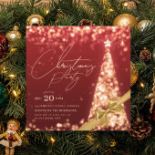 MODERN Gold Red Winter Christmas Tree Bow Party  Kaart