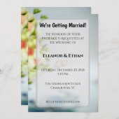 Modern Gold Rings & Floral Border Engagement Kaart (Voorkant / Achterkant)