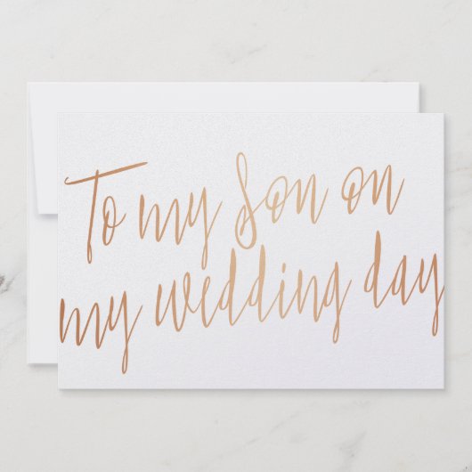 Modern Gold Roos "Op mijn zoon op mijn trouwdag" Kaart (Voorkant)