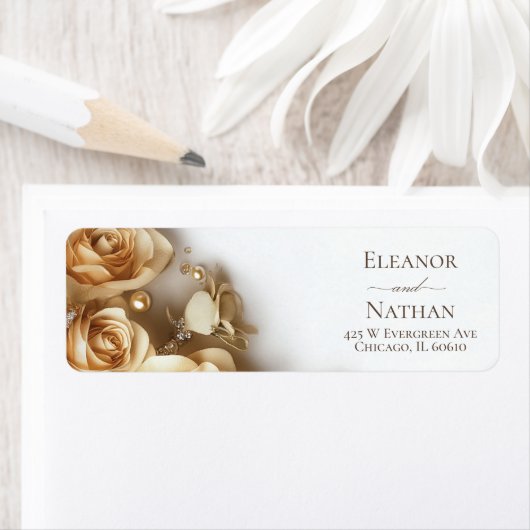 Modern Gold Rozen Spring Wedding Etiket (Insitu)
