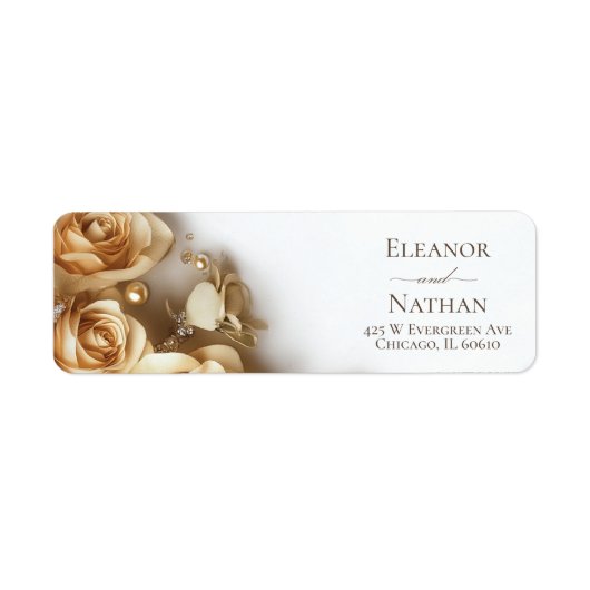 Modern Gold Rozen Spring Wedding Etiket (Voorkant)
