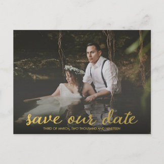 Modern Gold Save OUR Date Photo Briefkaart