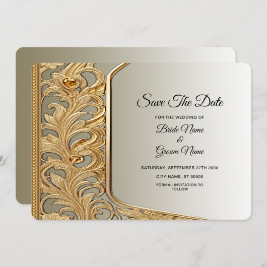 Modern Gold Save the Date (Voorkant / Achterkant)