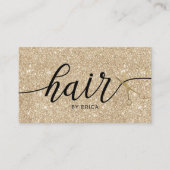 Modern Gold Scissor Elegant Typography Hair Salon Visitekaartje (Voorkant)