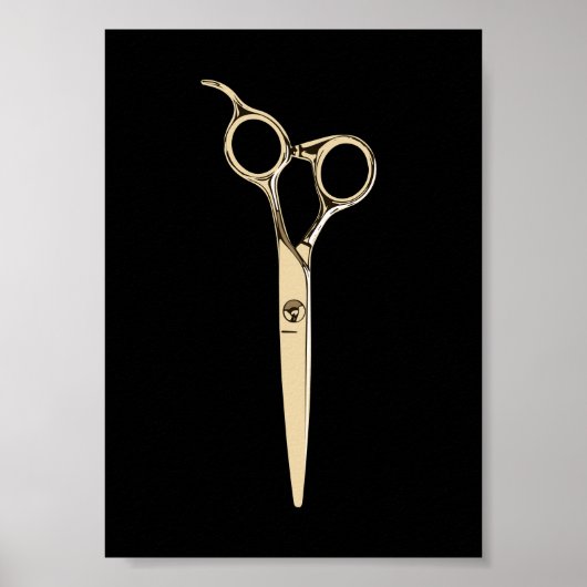 Modern Gold Scissor Hair Stylist Hair Salon Barber Poster (Voorkant)