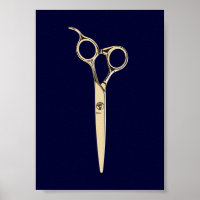 Modern Gold Scissor Hair Stylist Navy Salon Barber