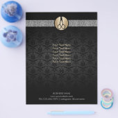 Modern Gold Scissor Logo Damask Hair Stylist Flyer (Enkel)