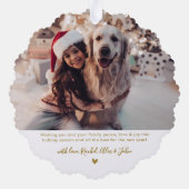 Modern Gold Script 2 Familiefoto Kerstmis Ornament Kaart (Achterkant)