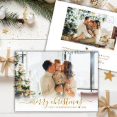 Modern Gold Script 2 Foto Wit Vrolijk Kerstfeest Feestdagenkaart
