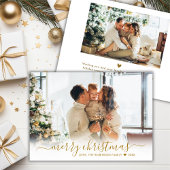 Modern Gold Script 2 Foto Wit Vrolijk Kerstfeest Feestdagenkaart