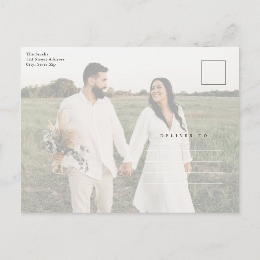 Modern Gold Script 2 Fotohuwelijk Hartelijk dank Briefkaart (Achterkant)