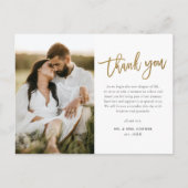 Modern Gold Script 2 Fotohuwelijk Hartelijk dank Briefkaart (Voorkant)