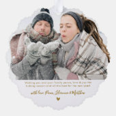 Modern Gold Script 2 paar foto kerst Ornament Kaart (Achterkant)