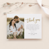 Modern Gold Script 2 Photo Wedding Bedankkaart