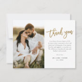 Modern Gold Script 2 Photo Wedding Bedankkaart (Voorkant)