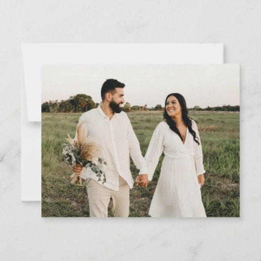 Modern Gold Script 2 Photo Wedding Bedankkaart (Achterkant)