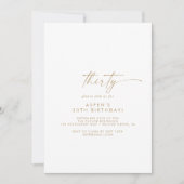 Modern Gold Script 30th Birthday Party Invitation Kaart (Voorkant)