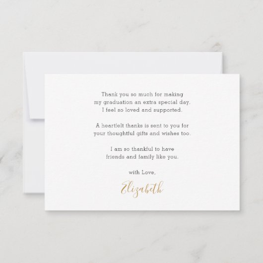 Modern Gold Script 3 Foto Afstuderen Bedankkaart (Achterkant)