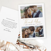 Modern Gold Script 3 Fotobruiloft Bedankkaart