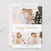 Modern Gold Script 3-fotocollage-kerstkaart Feestdagenkaart (Voorkant)