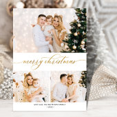 Modern Gold Script 3-fotocollage-kerstkaart Feestdagenkaart