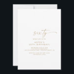 Modern Gold Script 60th Birthday Party Invitation Kaart<br><div class="desc">Deze moderne gouden 60e verjaardagsfeestuitnodiging is perfect voor een minimalistische verjaardagsfeestje. Het eenvoudige gele gouden kleurenontwerp is voorzien van unieke industriële lettertypografie met een moderne boho-stijl.  in elke kleur. Houd het ontwerp minimaal en elegant,  zoals het is,  of personaliseer het door uw eigen grafiek en kunstwerk toe te voegen.</div>