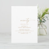 Modern Gold Script 90th Birthday Party Invitation Kaart (Staand voorkant)
