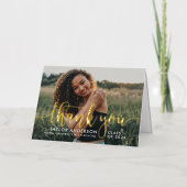 Modern Gold Script Afstuderen Foto bedankt Folie Wenskaart (Voorkant)