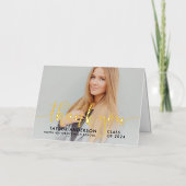 Modern Gold Script Afstuderen Foto bedankt Folie Wenskaart (Voorkant)