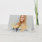 Modern Gold Script Afstuderen Foto bedankt Folie Wenskaart (Voorkant)