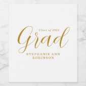 Modern Gold Script-Afstuderen Wijn Etiket (Enkel label)