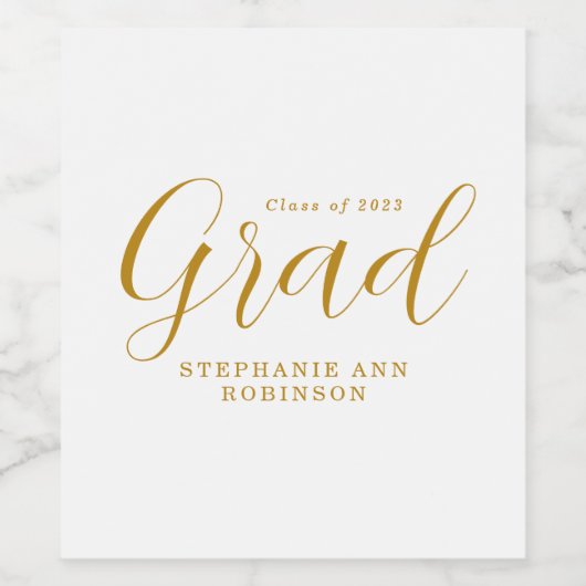 Modern Gold Script-Afstuderen Wijn Etiket (Enkel label)