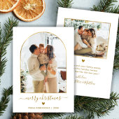 Modern Gold Script Arch 2 Foto Vrolijk Kerstfeest Feestdagenkaart