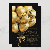 Modern Gold Script Black Hello Twenty One Birthday Kaart (Voorkant / Achterkant)