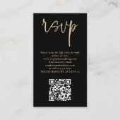Modern Gold Script Black QR Code Weddenschap RSVP Informatiekaartje (Voorkant)